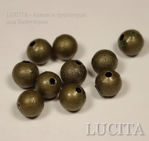 Бусина металлическая "Сахарный шарик" 8 мм (цвет - античная бронза), 10 штук