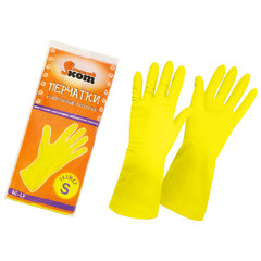 Перчатки резиновые хозяйственные, латекс S "Рыжий Кот"---