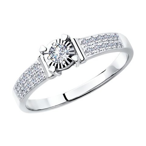 1011116 - Стильное помолвочное кольцо из белого золота c бриллиантами