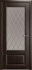 Межкомнатная дверь Багетто / Цвет Орех / Стекло "Мателюкс Ромб" / Двери Верда