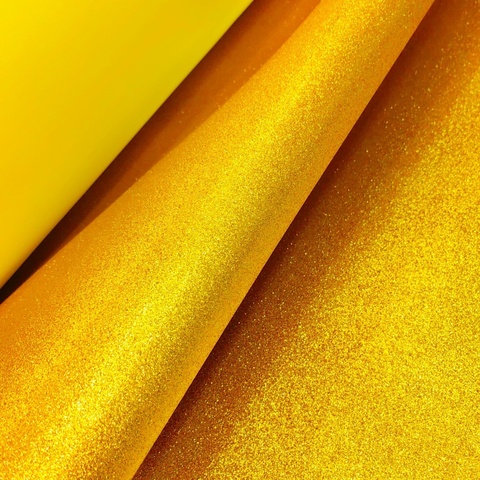 Фоамиран глиттерный с блестками 1,5мм для творчества Желтое золото ширина 1м, длина 3м (1х3м)