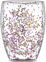Стеклянный стакан с двойными стенками со звездочками конфети между стенок Stardust Glaffe, 350 мл