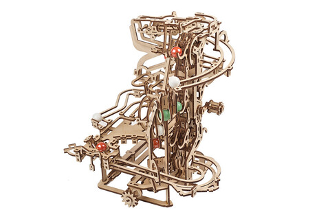 Марбл-трасса - Цепной подъёмник Ugears - Модульный Деревянный конструктор, сборная механическая модель, 3D пазл, рыбки