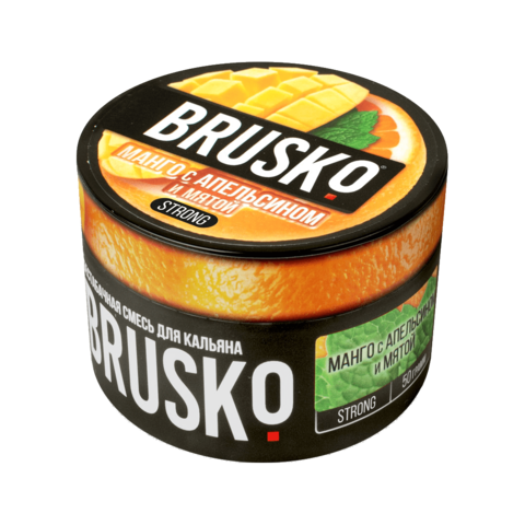Бестабачная смесь для кальяна BRUSKO 50г STRONG - Манго с апельсином и мятой