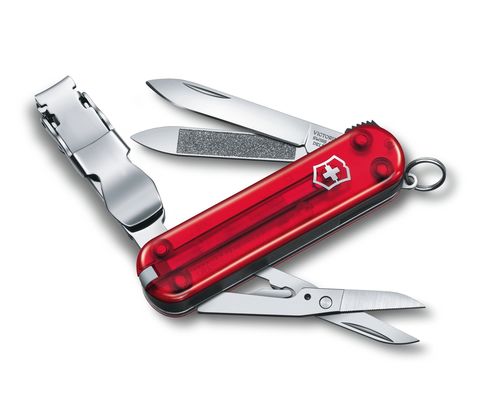 Складной нож-брелок Victorinox Nail Clip 580 с маникюрными кусачками (0.6463.T) цвет красный полупрозрачный, 65 мм. в сложенном виде