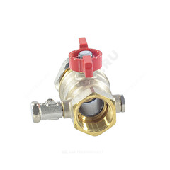 Кран шаровой латунь со спускником R919S никель Ду 20 Ру42 ВР/"американка" G3/4" бабочка полнопроходной с отводом (полусгоном) Giacomini R919SX005