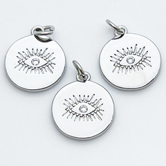 Подвеска Глаз, цвет серебро, фианит, размер 15*13 мм, цена за 1 шт