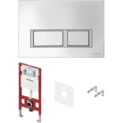 TECE S401201 TECEspring комплект 4 в 1 Застенный модуль,панель смыва с прямоугольными кнопками, хром матовый