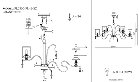 Люстра FR2300-PL-12-BZ серии Faust