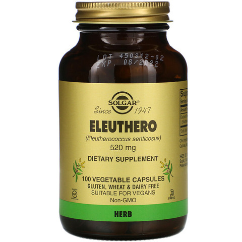 Solgar, Eleuthero, 520 mg, 100 Vegetable Capsules