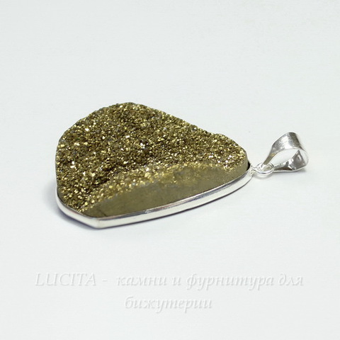 Подвеска Кварц в рамке (цвет - античное серебро) 39,2х29,2х12 мм №11 (б-13-18-01 №11а)