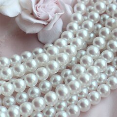 Майорка White Pearls (слегка с розовым отливом) 14 мм, 1 нить, МА038