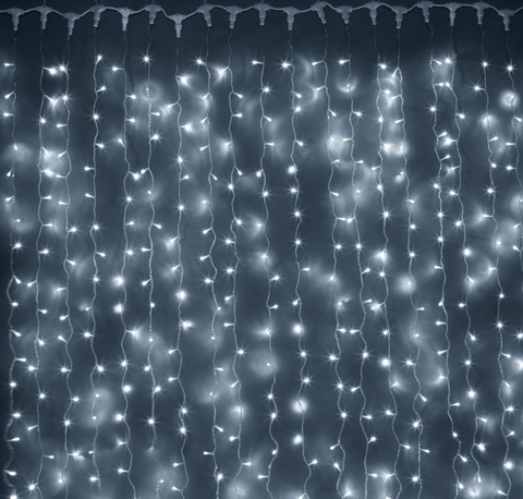 Новогодняя светодиодная LED гирлянда Штора на окно (занавес) 300х300см белая