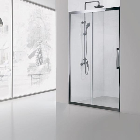 Aquanet 183846 Компл.2 - NPE6121 Откатная дверь DELTA (1400х2000) нержавеющая сталь стекло прозрачное 8 мм (183846)