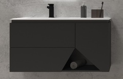 CEZARES 55224 Grigio nuvola База подвесная с двумя выдвижными ящиками и одной распашной дверцей 106 фото