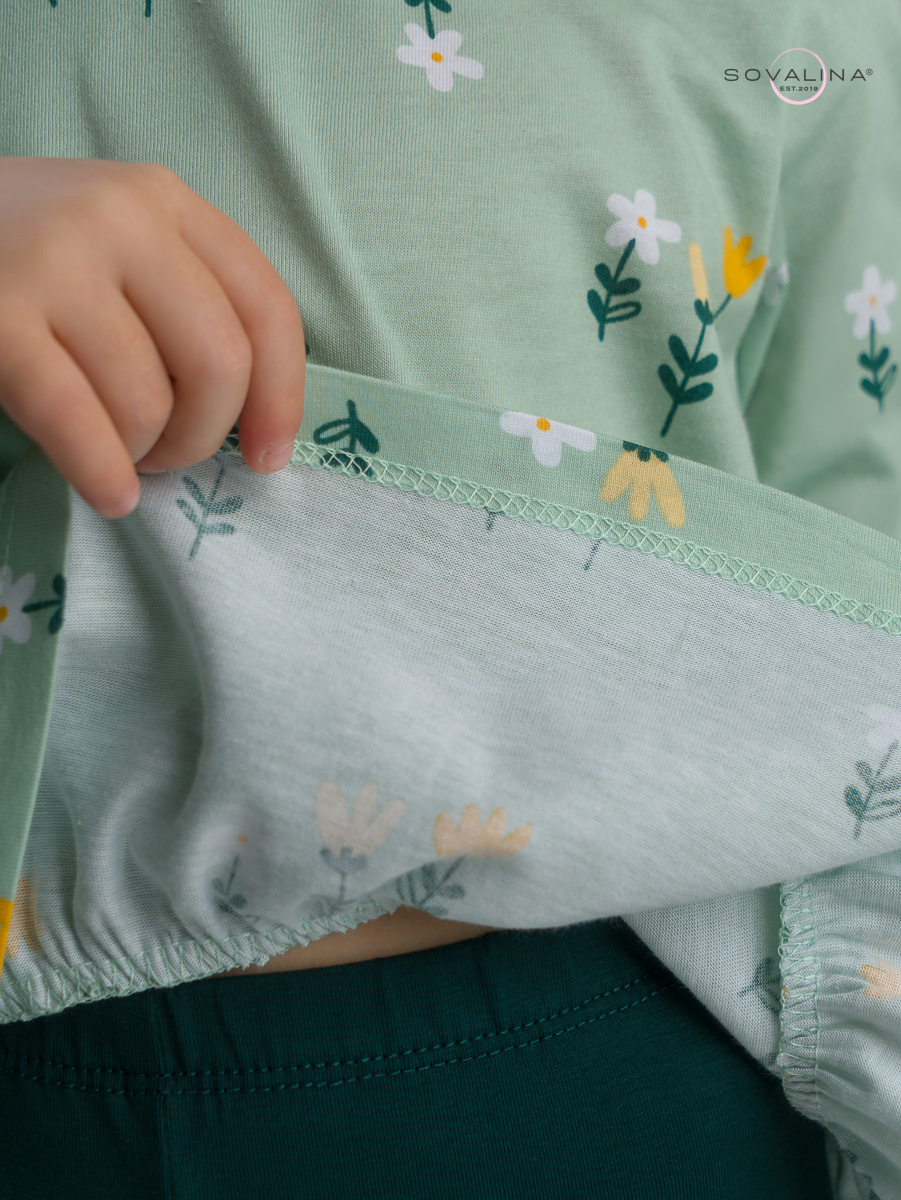 Костюм Алиса SG цветки на оливке-изумруд