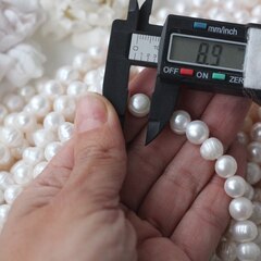 Жемчуг натуральный речной, круглый, 8-11 мм, 1 нить, Ж014