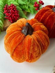 Тыква искусственная бархатная, муляж, 10 см, набор 2 шт.