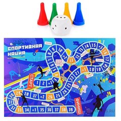 
          Игра-ходилка, Ракета "Спортивная нация", 5 +, размер игрового поля 420 х 300 мм, в комплекте кубик, 4 фишки, пакет с европодвесом