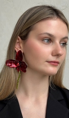 Серьги длинные ОРХИДеИ БОРДОВЫЕ