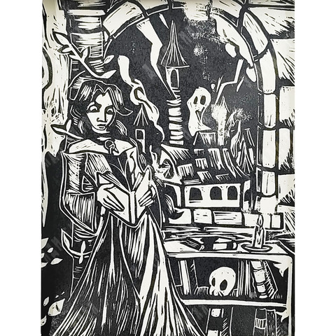 Пономаренко Г. E. Обреченная. Линогравюра. 2025