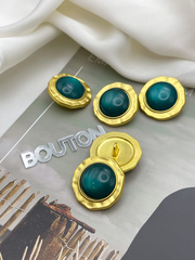 Пуговицы Скиапар. матовое золото с бирюзовым (сине-зеленым) лунным камнем