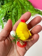 Цыплята пасхальные, декоративные, пушистые, 6 см на ветке, набор 4 шт.