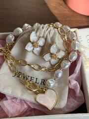 Набор украшений СИЯЙ колье сердце +серьги цветок