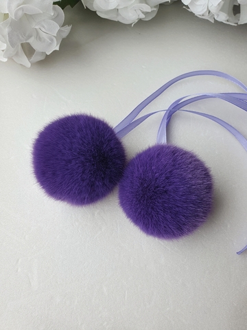Eco-fur pompoms, 5 cm, color Sundae, 2 pieces