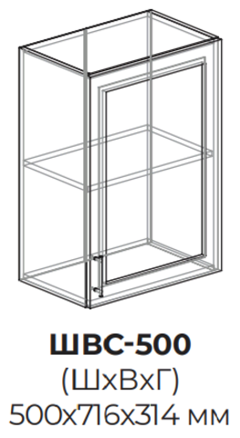 Кухня Квадро-лофт шкаф верхний стекло 500