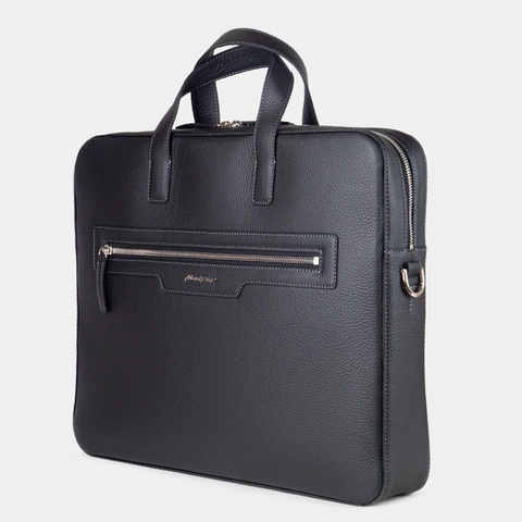 Сумка для ноутбука и документов Bocage Classic из кожи теленка, черного цвета