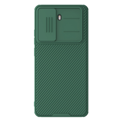 Чехол зеленого цвета (Dark Green) с защитной шторкой для камеры от Nillkin на Xiaomi Poco X7 Pro, серия CamShield Pro Case