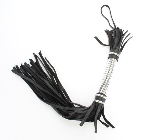 Черная плеть с серебристой ручкой - 44 см. - БДСМ Арсенал 54051ars