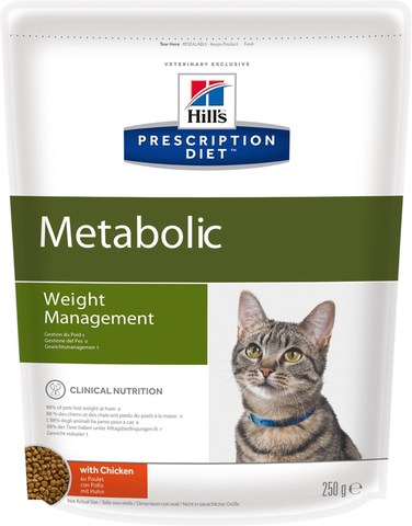 Hill's диета сухой корм для кошек Metabolic для коррекции веса 250г