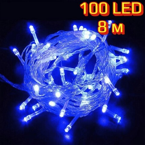 Светодиодная гирлянда 100 LED 8м. цвет синий