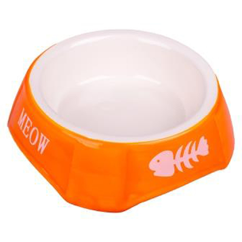 Mr.Kranch миска керамическая для кошек оранжевая с рыбками 140 мл