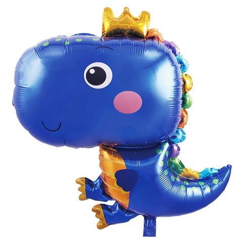Шар Фигура Динозаврик в короне синий
