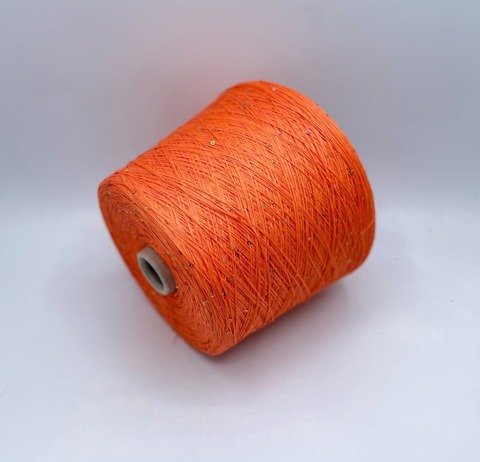 G&G Filati  (пр.Италия),art-Bellino, 390м/100гр, 100%Лен+пайетка(золото) , цвет-Оранжевый, арт-34046