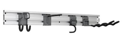 Алюминиевый рельс L 1200 мм для хранения инструментов и инвентаря (крепление к стене).