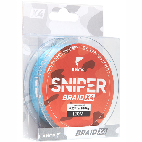 Плетеный шнур SALMO Sniper BRAID Blue 120m - 0,23