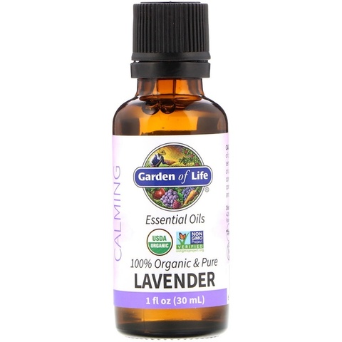 Garden of Life, 100% Organic & Pure, Essential Oils, Calming, Lavender, 1 fl oz (30 ml)