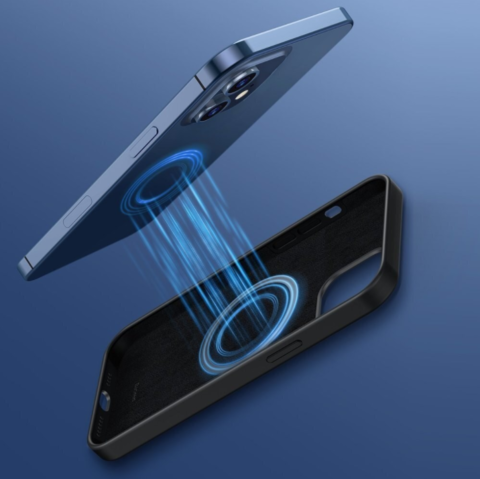 Силиконовый чехол с магнитом (MagSafe) Baseus Liquid Silica Gel Magnetic (WIAPIPH54N-YC01) для iPhone 12 mini (Черный)