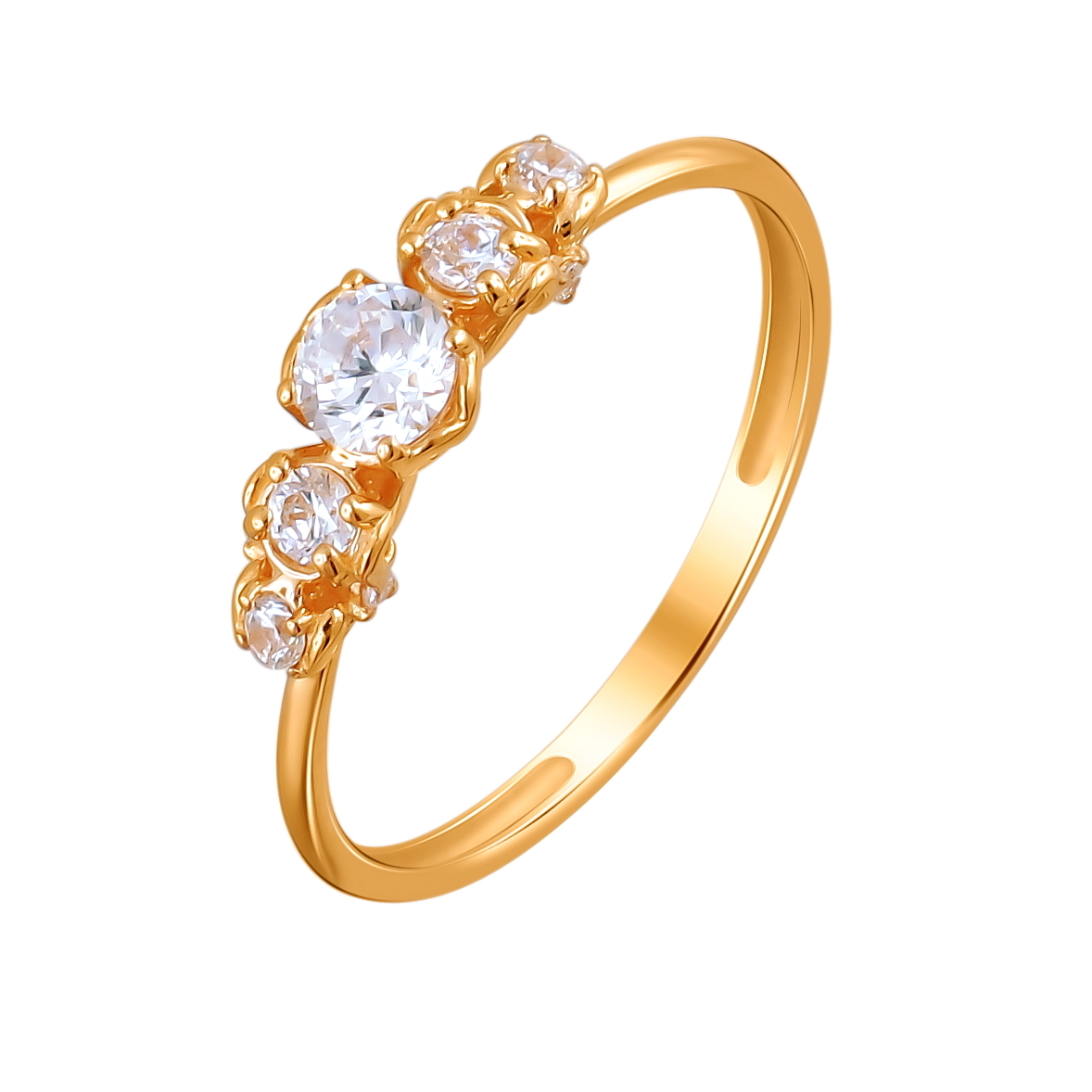 Санлайт кольцо из желтого золота с фианитами