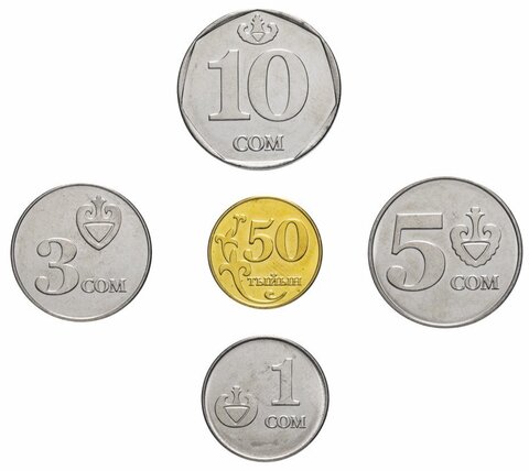 Набор из 5 монет Кыргызстан. 2008-2009 гг. AU-UNC