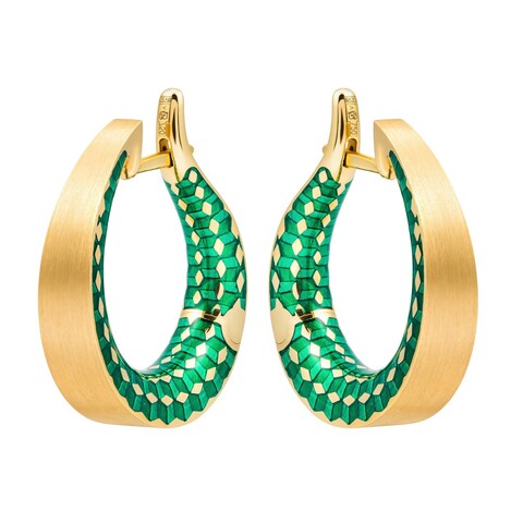Серьги Конго с зелёной эмалью, E0177-20/7