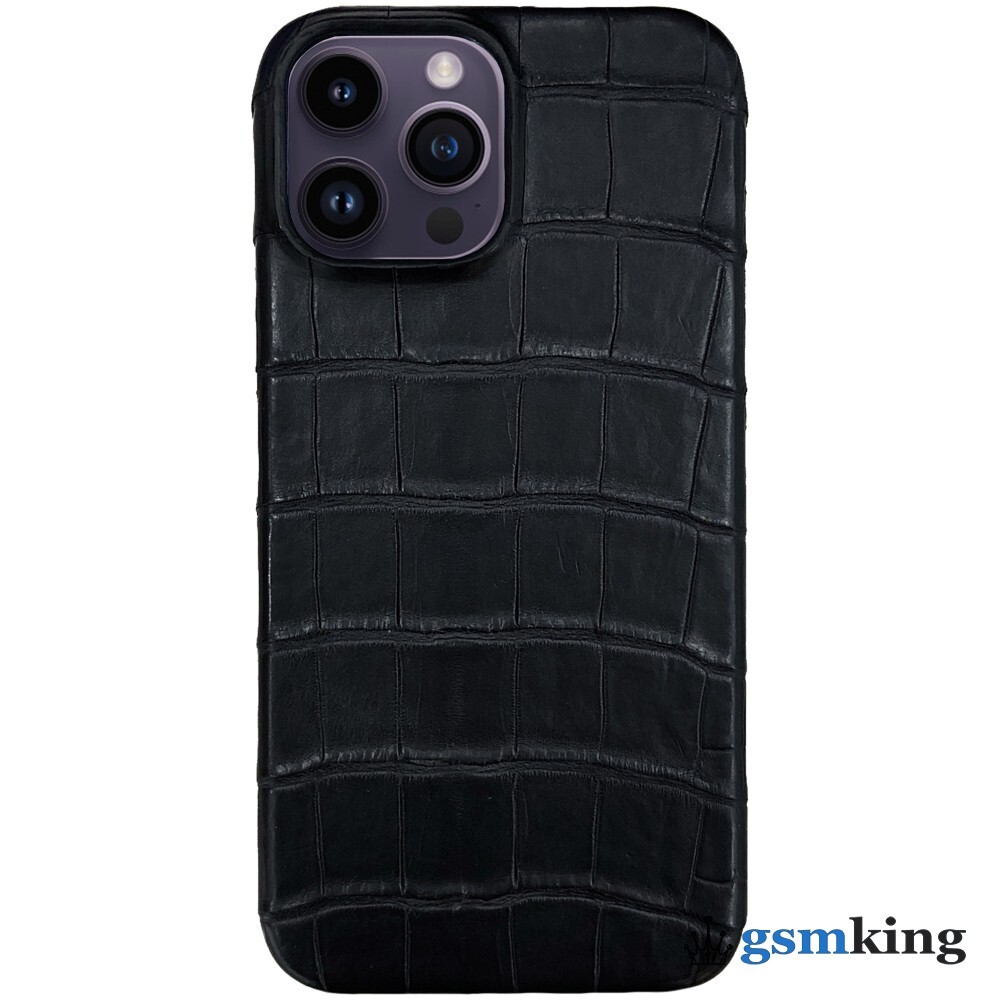 Чехол Leather Case for iPhone 14 Pro Max Croco Black (Чёрный крокодил) -  цена 21900.0 ₽.