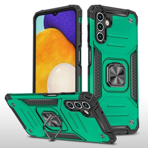 Противоударный чехол Strong Armour Case с кольцом для Samsung Galaxy A13 5G (Зеленый)