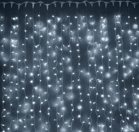 Новогодняя светодиодная LED гирлянда Штора на окно (занавес) 150х150см белая