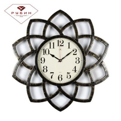 Часы настенные 5046-104 круг с лепестками d=49,5см, корпус черный с золотом "Классика" "Рубин"