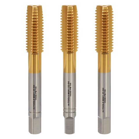 Метчик М 8,0х1,25 (Комплект 3шт) DIN352 HSSEPM-TiN 6HX 63мм a=4,9 H-Tools PRO 230080PMHT